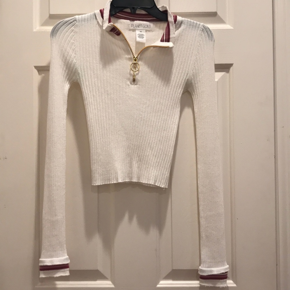 White mock neck long sleeve